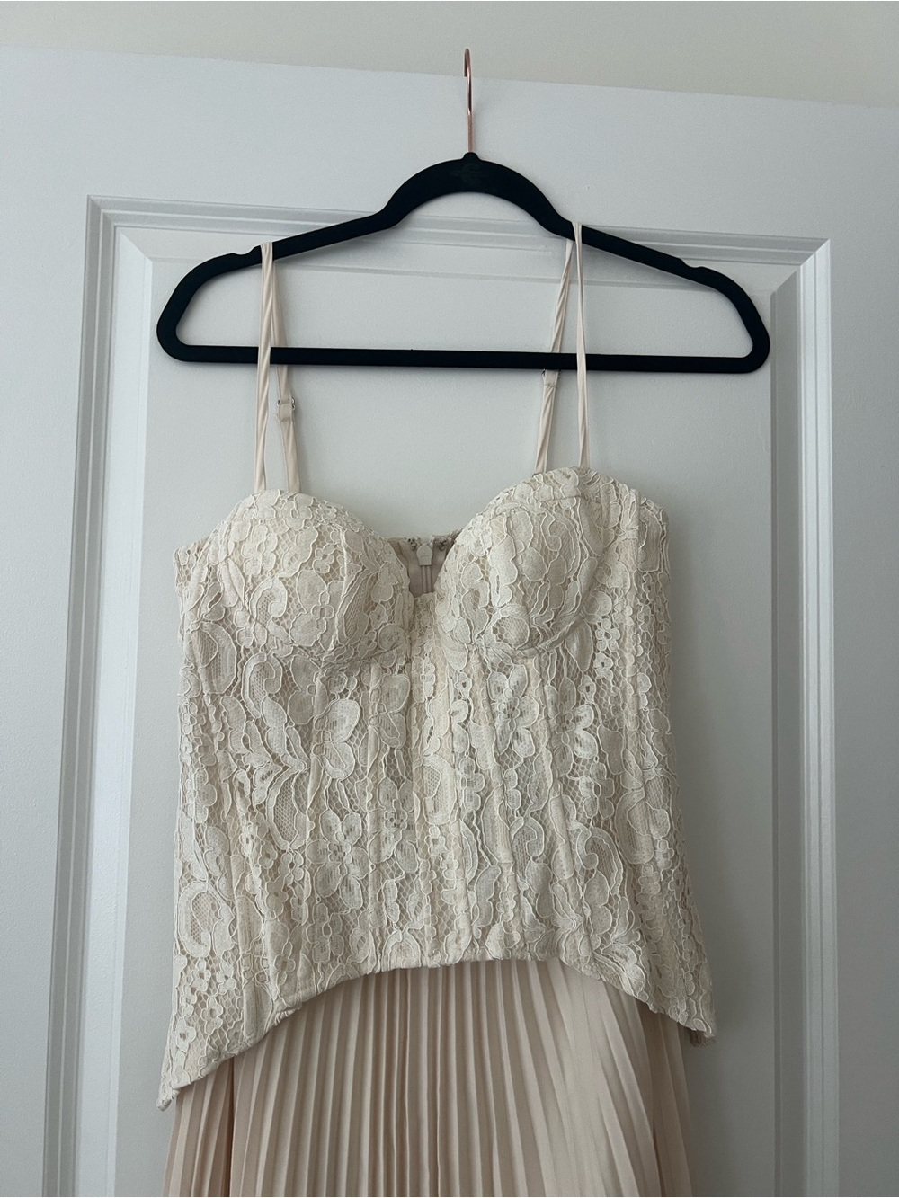 Fashion Nova Lace Bustier Dress in Cream